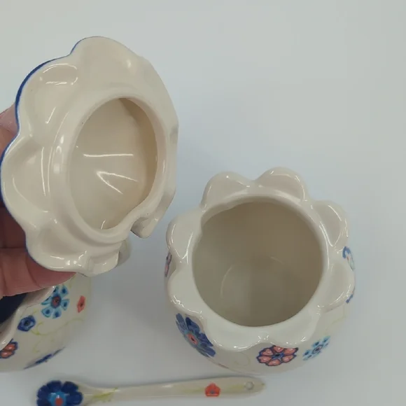 Anthropologie Covered Sugar, Sugar Spoon, and Creamer Set - Picture 5 of 8